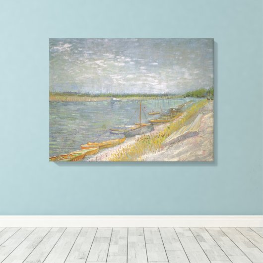 Vincent van Gogh - Uitzicht op een rivier met roei Canvas Afdruk (Insitu (Houten vloer))
