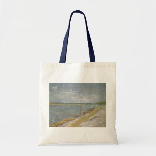Vincent van Gogh - Uitzicht op een rivier met roei Tote Bag (Voorkant)