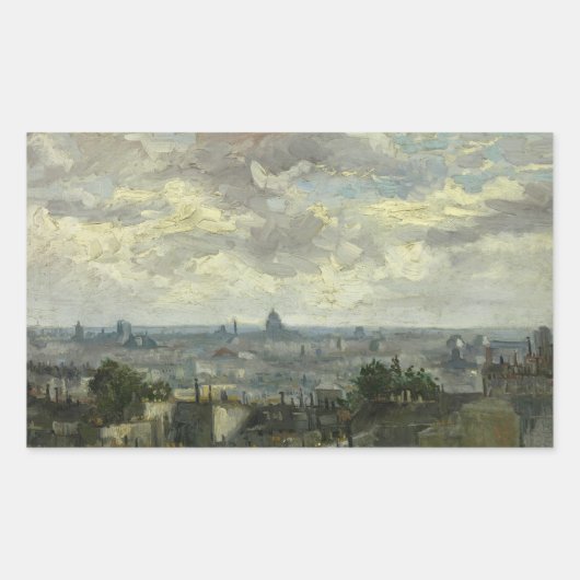 Vincent van Gogh - Uitzicht Parijs Rechthoekige Sticker (Voorkant)