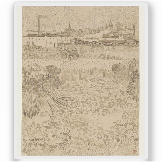 Vincent van Gogh - Uitzicht van Arles vanaf de Whe Sticker (Voorkant)