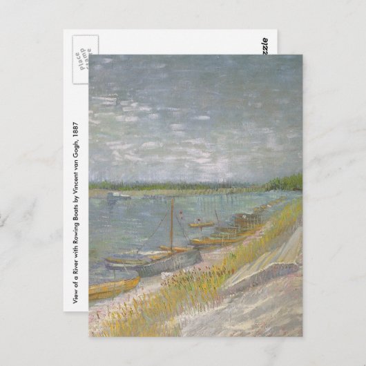 Vincent van Gogh - Uitzicht van een rivier w Roeib Briefkaart (Voorkant / Achterkant)