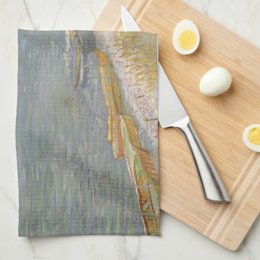 Vincent van Gogh - Uitzicht van een rivier w Roeib Theedoek (Quarter Fold)