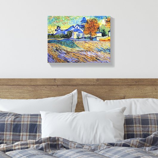 Vincent Van Gogh - Uitzicht van het asiel- en asie Canvas Afdruk (Insitu (Slaapkamer))