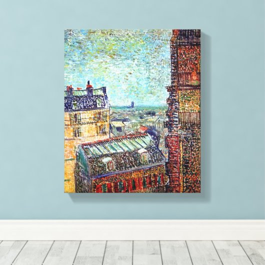 Vincent van Gogh - Uitzicht van Paris Pointillism  Canvas Afdruk (Insitu (Houten vloer))