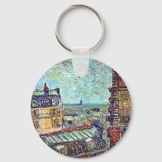 Vincent van Gogh - Uitzicht van Paris Pointillism Sleutelhanger (Voorkant)