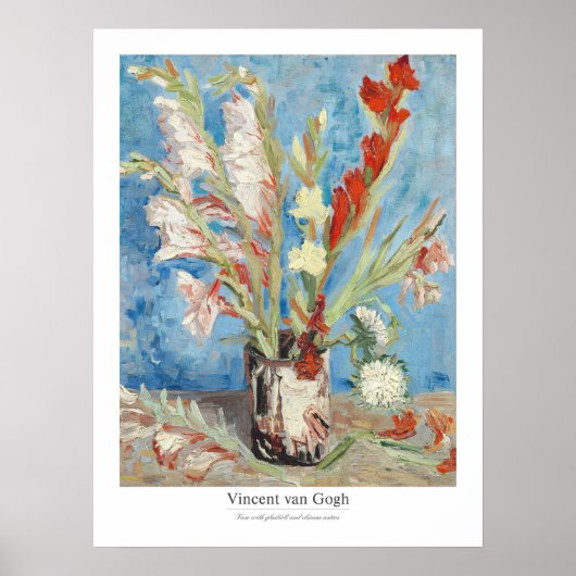 Vincent van Gogh Vaas met Gladioli en Asters Poster (Voorkant)