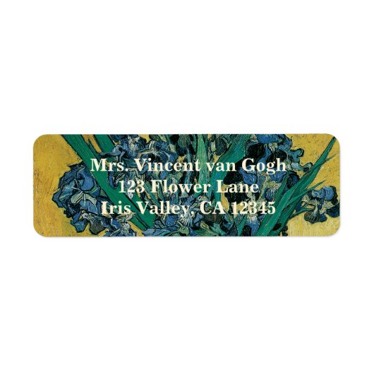 Vincent van Gogh - Vaas met irissen Gele achtergro Etiket (Voorkant)