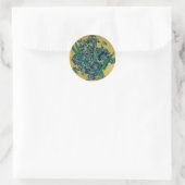 Vincent van Gogh - Vaas met irissen Gele achtergro Ronde Sticker (Tas)