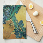 Vincent van Gogh - Vaas met irissen Gele achtergro Theedoek (Quarter Fold)