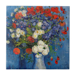 Vincent van Gogh - Vaas met korenbloemen en klapro Tegeltje