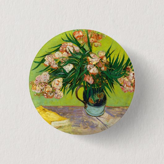 Vincent Van Gogh Vaas met Oleanders en Boeken Ronde Button 3,2 Cm (Voorkant)