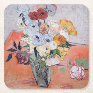 Vincent van Gogh - Vaas met rozen & anemoon Kartonnen Onderzetters