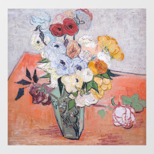 Vincent van Gogh - Vaas met rozen & anemoon Raamsticker