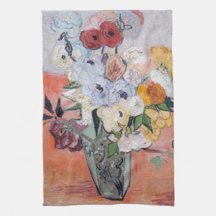Vincent van Gogh - Vaas met rozen & anemoon Theedoek