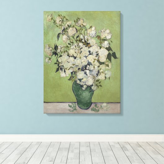 Vincent van Gogh, Vaas met Rozen, Rozen in de vaas Canvas Afdruk (Insitu (Houten vloer))