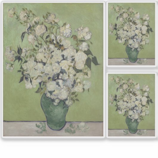 Vincent van Gogh, Vaas met Rozen, Rozen in de vaas Sticker (Voorkant)