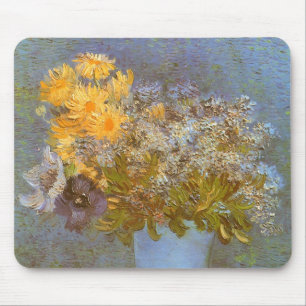 Vincent van Gogh Vaas met Sering, Margrieten, Anem Muismat