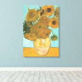 Vincent van Gogh - Vaas met twaalf zonnebloemen Canvas Afdruk (Insitu (Houten vloer))