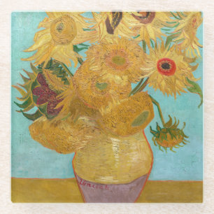 Vincent Van Gogh - Vaas met twaalf zonnebloemen Glazen Onderzetter