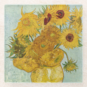 Vincent Van Gogh - Vaas met twaalf zonnebloemen Glazen Onderzetter