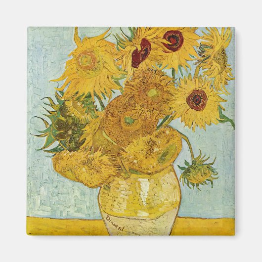 Vincent Van Gogh - Vaas met twaalf zonnebloemen Magneet (Voorkant)