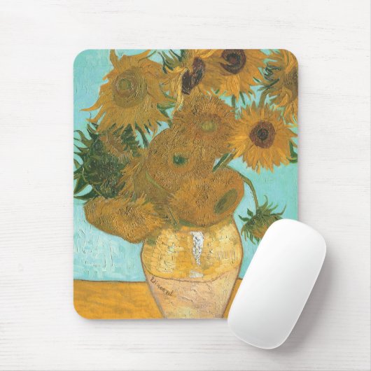 Vincent van Gogh - Vaas met twaalf zonnebloemen Muismat (Met muis)