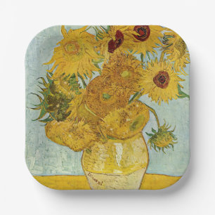 Vincent Van Gogh - Vaas met twaalf zonnebloemen Papieren Bordje