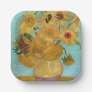 Vincent Van Gogh - Vaas met twaalf zonnebloemen Papieren Bordje