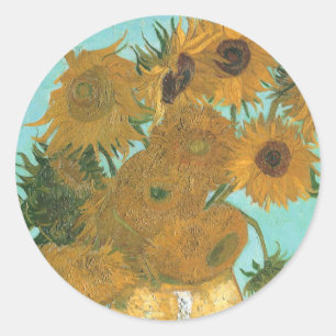 Vincent van Gogh - Vaas met twaalf zonnebloemen Ronde Sticker