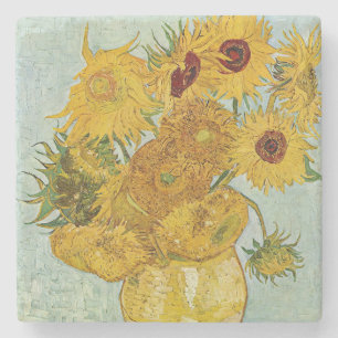 Vincent Van Gogh - Vaas met twaalf zonnebloemen Stenen Onderzetter