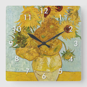 Vincent Van Gogh - Vaas met twaalf zonnebloemen Vierkante Klok