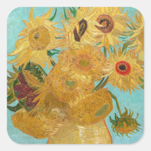 Vincent Van Gogh - Vaas met twaalf zonnebloemen Vierkante Sticker