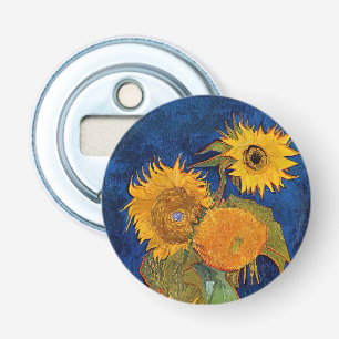 Vincent van Gogh - Vaas met vijf zonnebloemen Button Flesopener