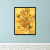 Vincent van Gogh - Vaas met vijftien zonnebloemen Canvas Afdruk (Insitu (Houten vloer))