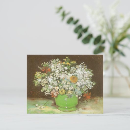 Vincent van Gogh - Vaas met Zinnia's en bloemen (Staand voorkant)