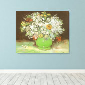 Vincent van Gogh - Vaas met Zinnia's en bloemen Canvas Afdruk (Insitu (Houten vloer))