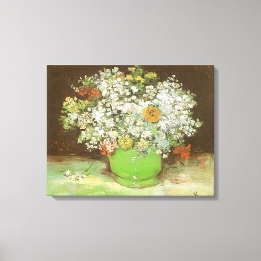 Vincent van Gogh - Vaas met Zinnia's en bloemen Canvas Afdruk (Voorkant)
