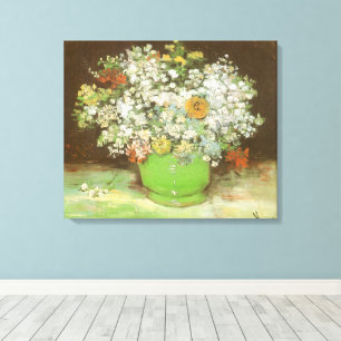 Vincent van Gogh - Vaas met Zinnias en Bloemen Canvas Afdruk