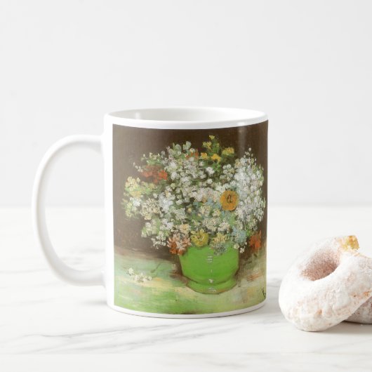Vincent van Gogh - Vaas met zinnias en bloemen Koffiemok (Met donut)
