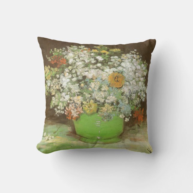 Vincent van Gogh - Vaas met Zinnia's en bloemen Kussen (Voorkant)