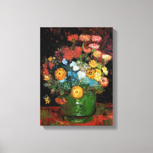 Vincent Van Gogh - Vaas met zinnias Kunstwerk Canvas Afdruk