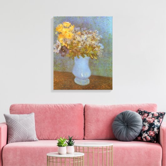 Vincent van Gogh Vaas van Lilacs, Daisies, Anemone Canvas Afdruk (Insitu (Woonkamer))