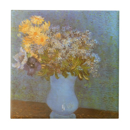 Vincent van Gogh Vaas van Lilacs, Daisies, Anemone Tegeltje (Voorkant)