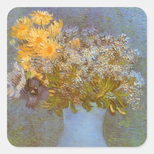 Vincent van Gogh Vaas van Lilacs, Daisies, Anemone Vierkante Sticker (Voorkant)
