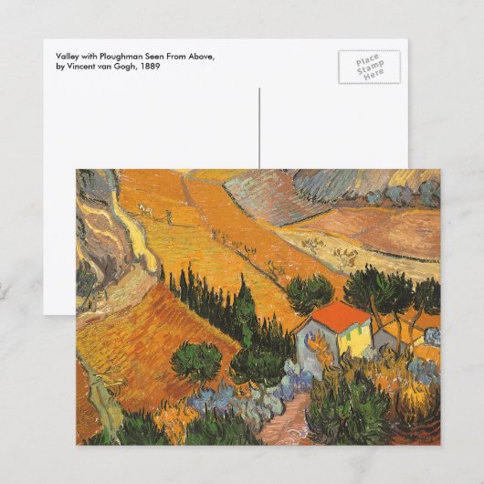 Vincent van Gogh - Vallei met ploeger Briefkaart (Voorkant / Achterkant)