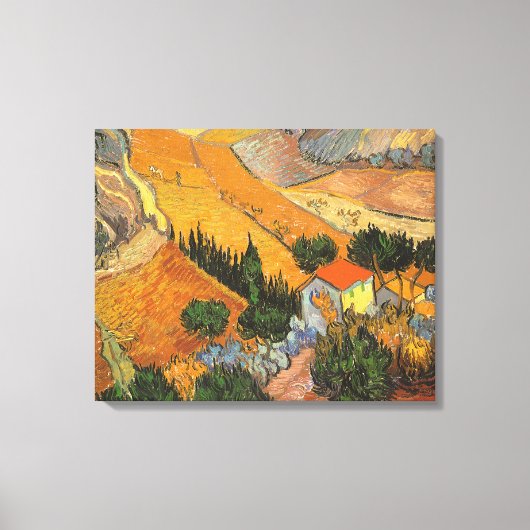 Vincent van Gogh - Vallei met ploeger Canvas Afdruk (Voorkant)