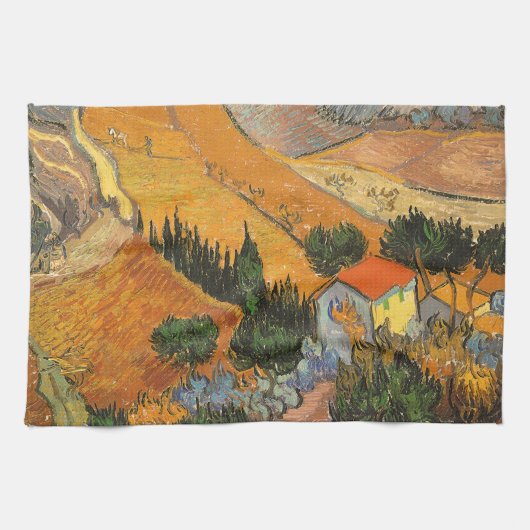 Vincent van Gogh - Vallei met ploeger Theedoek (Horizontaal)