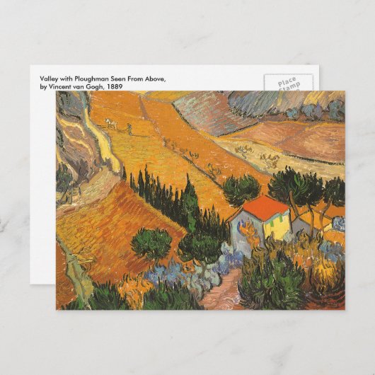 Vincent van Gogh - Vallei met ploegman Briefkaart (Voorkant / Achterkant)