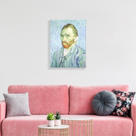 Vincent van Gogh - Van Gogh Zelfportret in het bla Canvas Afdruk (Insitu (Woonkamer))