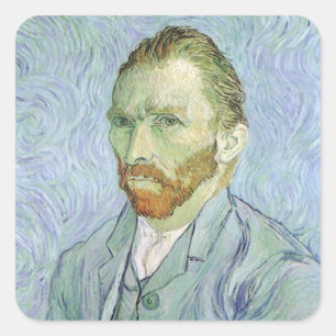 Vincent van Gogh - Van Gogh Zelfportret in het bla Vierkante Sticker